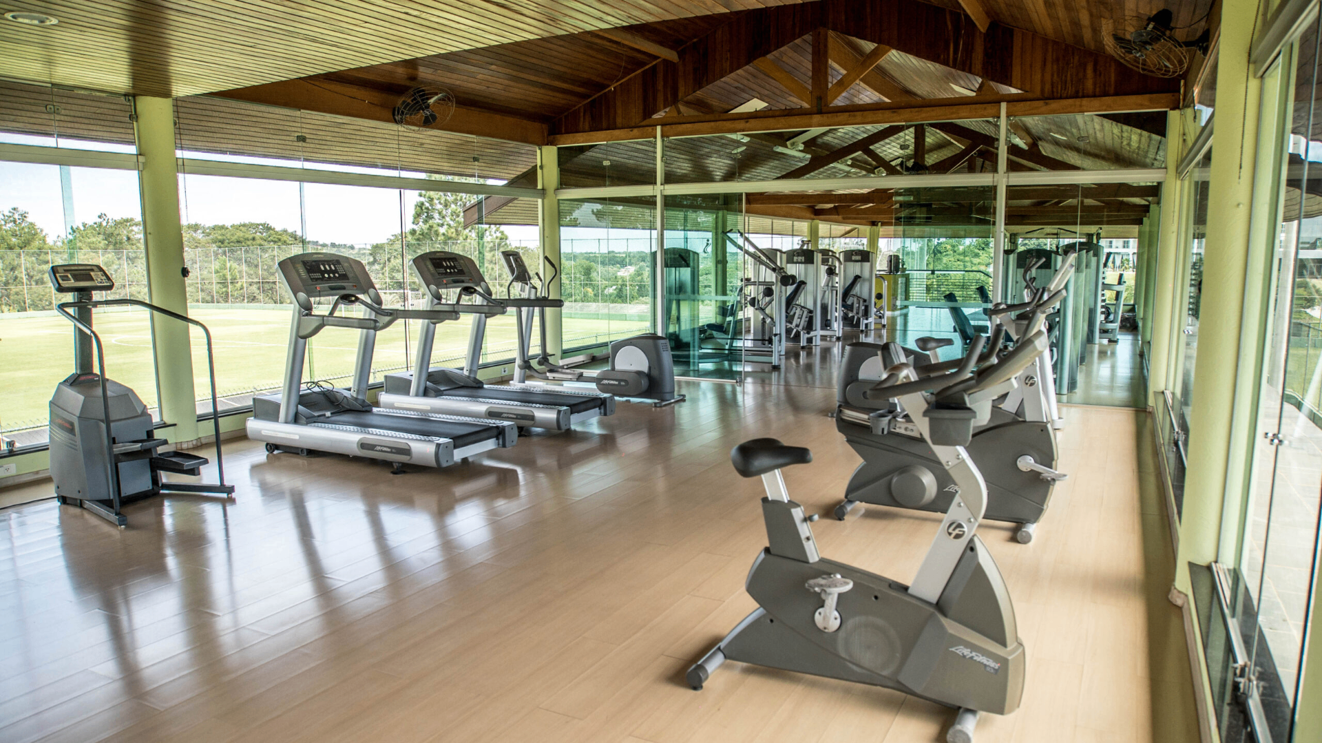 High-performance gym overlooking the training pitch